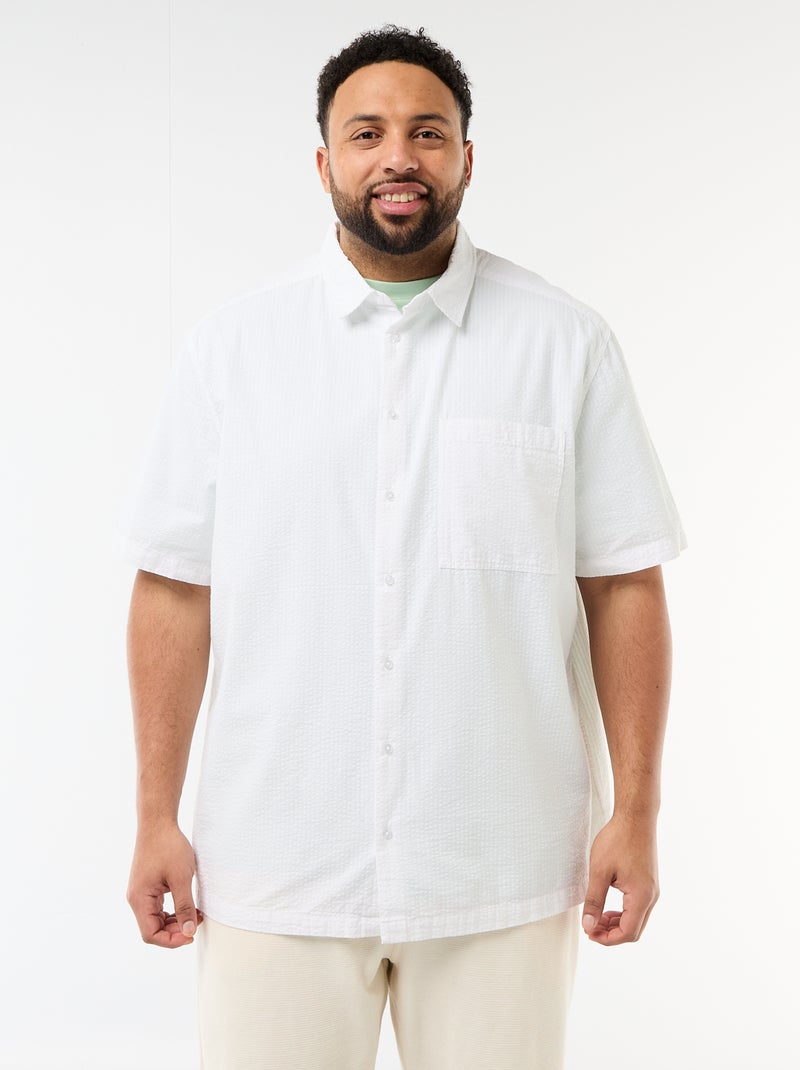 Chemise manches courtes en matière crépon Blanc - Kiabi