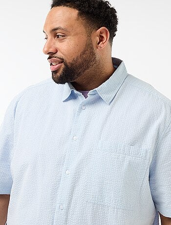 Chemise manches courtes en matière crépon