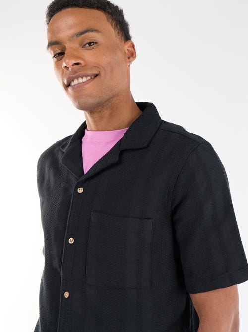 Chemise manches courtes en matière fantaisie - Kiabi
