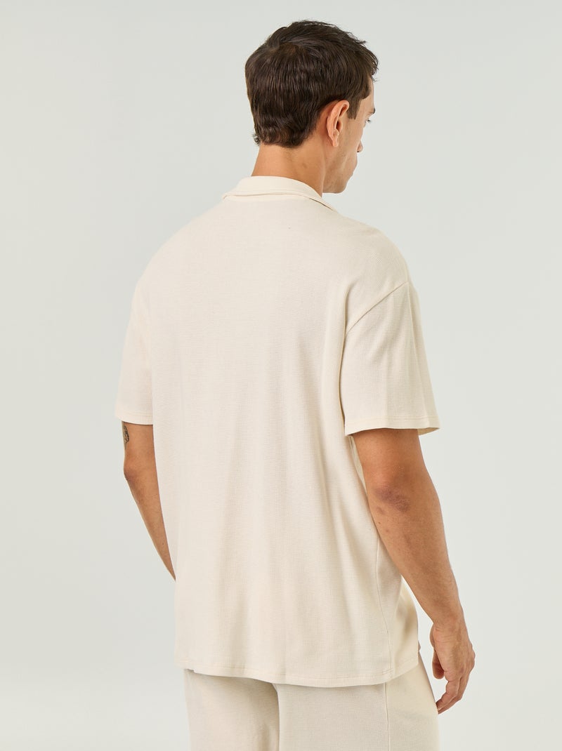 Chemise manches courtes en matière gaufrée Blanc - Kiabi