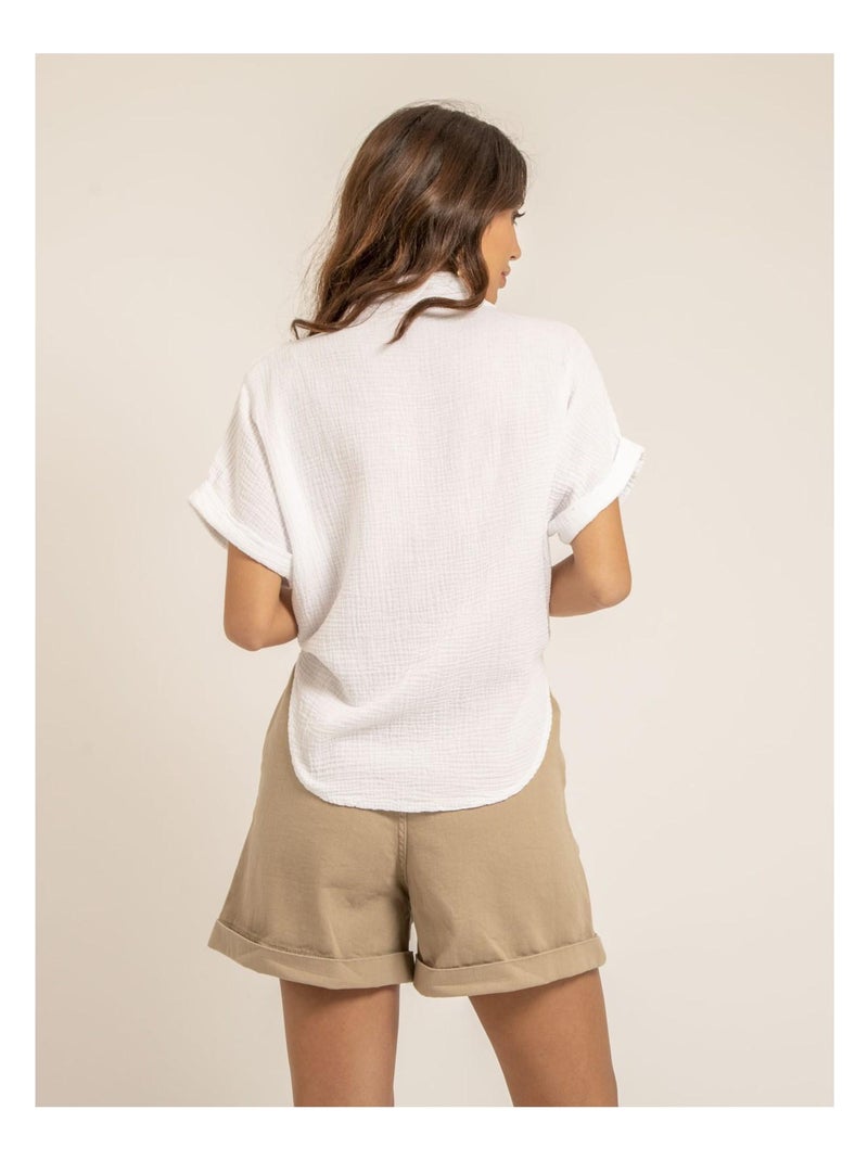 Chemise manches courtes gaze de coton odette Blanc - Kiabi