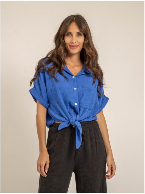 Chemise manches courtes gaze de coton odette - Kiabi