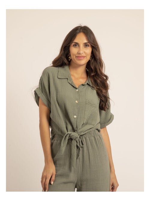 Chemise manches courtes gaze de coton odette - Kiabi
