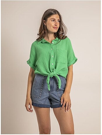 Chemise manches courtes gaze de coton odette