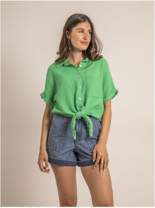 Chemise manches courtes gaze de coton odette - Kiabi Chemise manches courtes gaze de coton odette - Kiabi