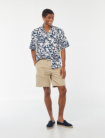 Chemise manches courtes imprimée en lin mélangé