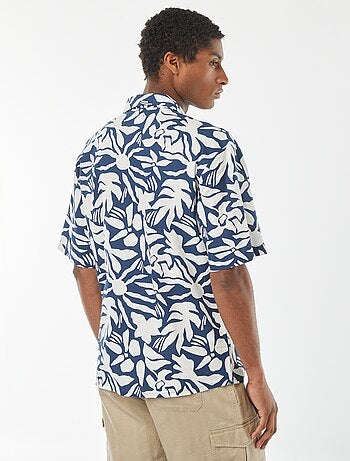 Chemise manches courtes imprimée en lin mélangé