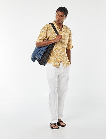 Chemise manches courtes imprimée en lin mélangé