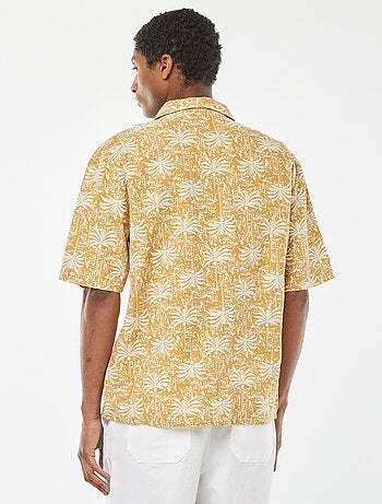 Chemise manches courtes imprimée en lin mélangé