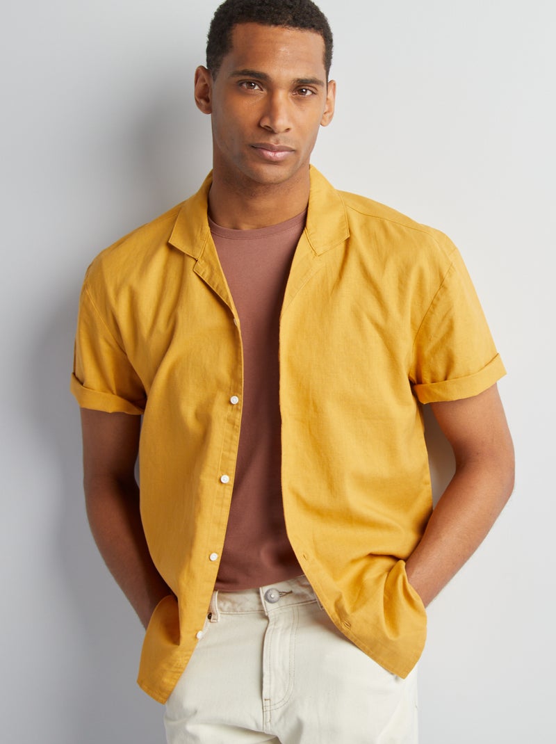 Chemise manches courtes Jaune - Kiabi