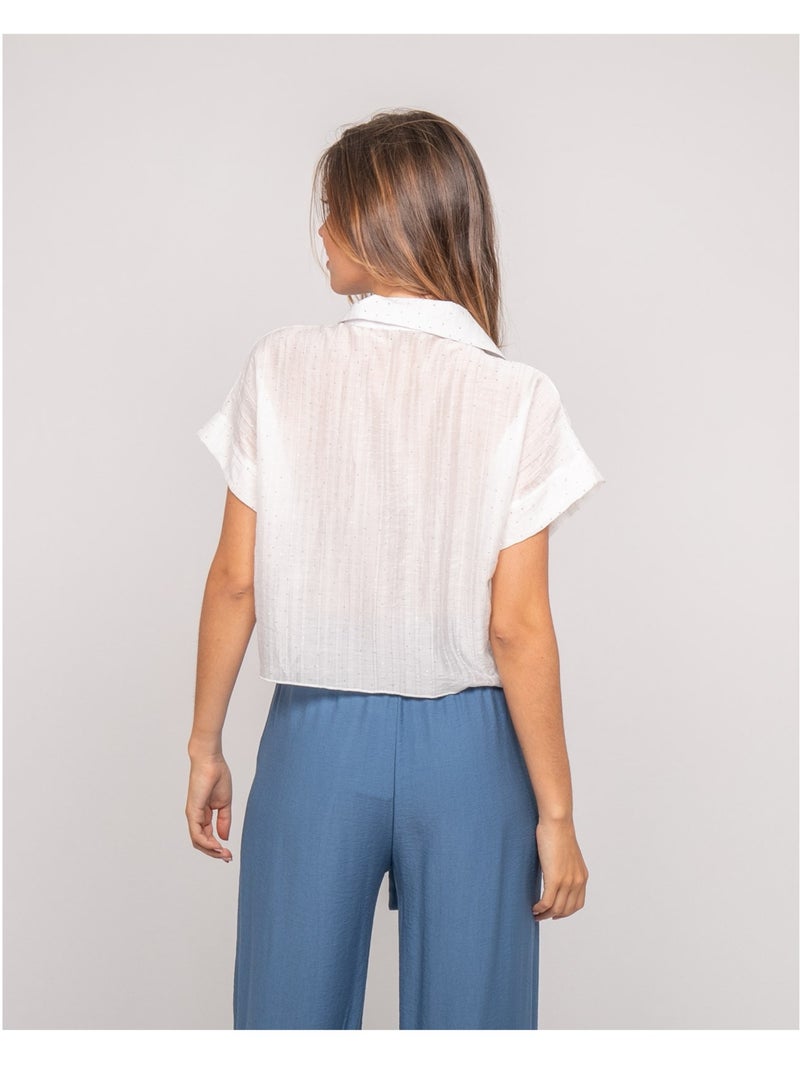 Chemise manches courtes lurex onyx Blanc - Kiabi