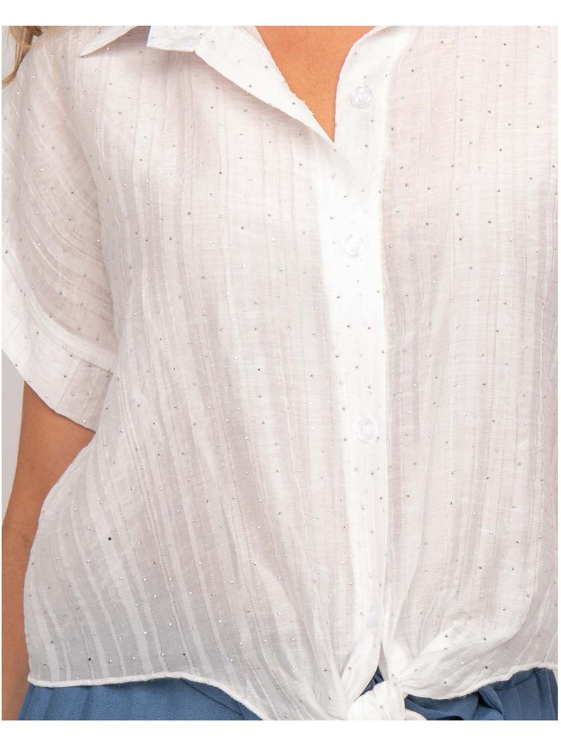 Chemise manches courtes lurex onyx Blanc - Kiabi