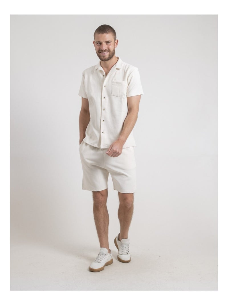 Chemise manches courtes maille coton datacuba Beige - Kiabi