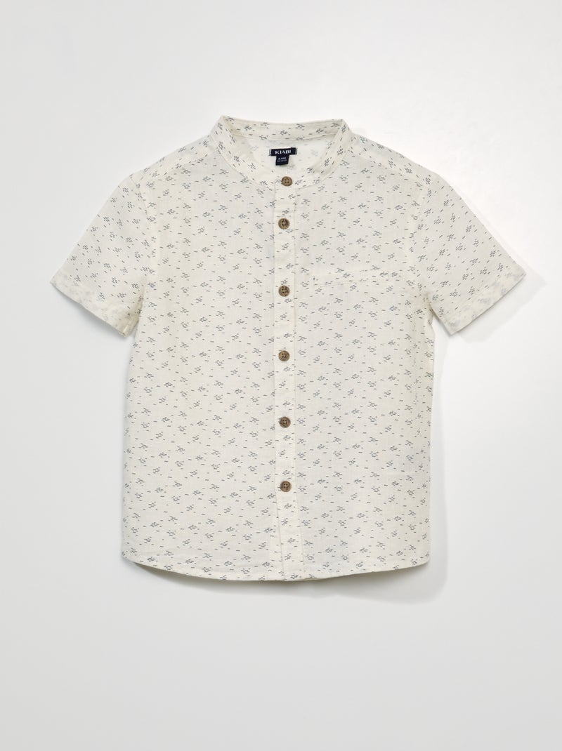 Chemise manches courtes motif 'vagues' Blanc - Kiabi