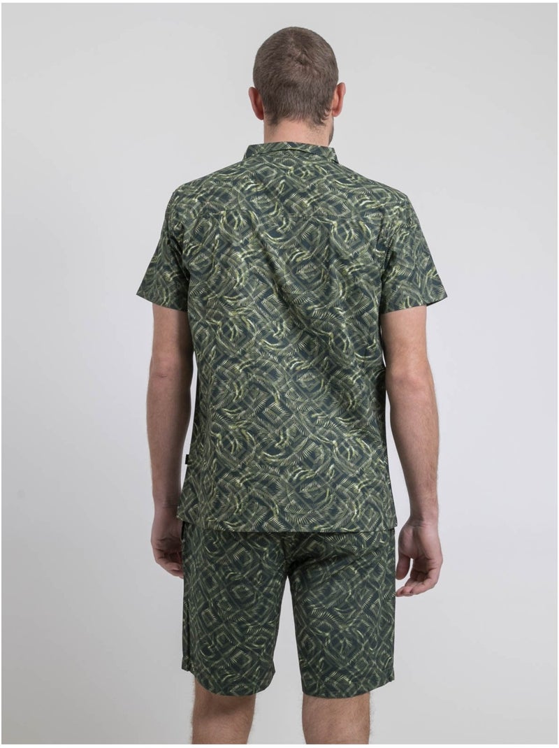 Chemise manches courtes motifs diltonik Kaki - Kiabi