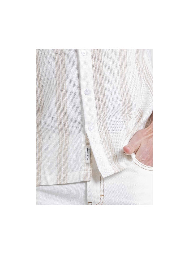 Chemise manches courtes motifs doulittle Beige - Kiabi