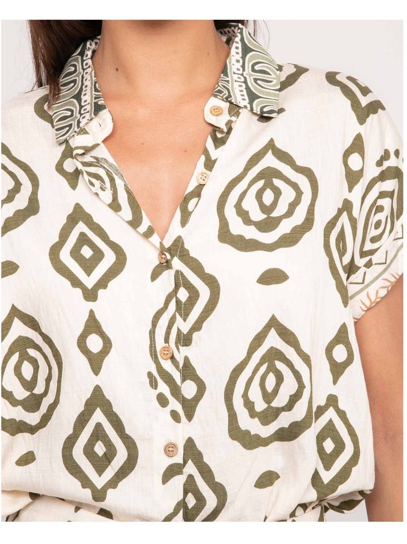 Chemise manches courtes motifs ofelia Kaki - Kiabi