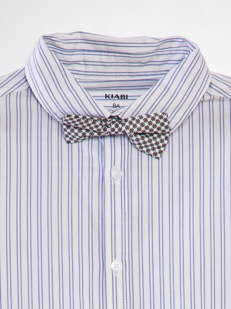 Chemise manches courtes + nœud papillon Bleu - Kiabi