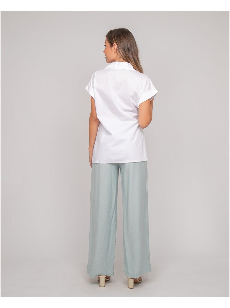 Chemise manches courtes nouée coté omerva Blanc - Kiabi