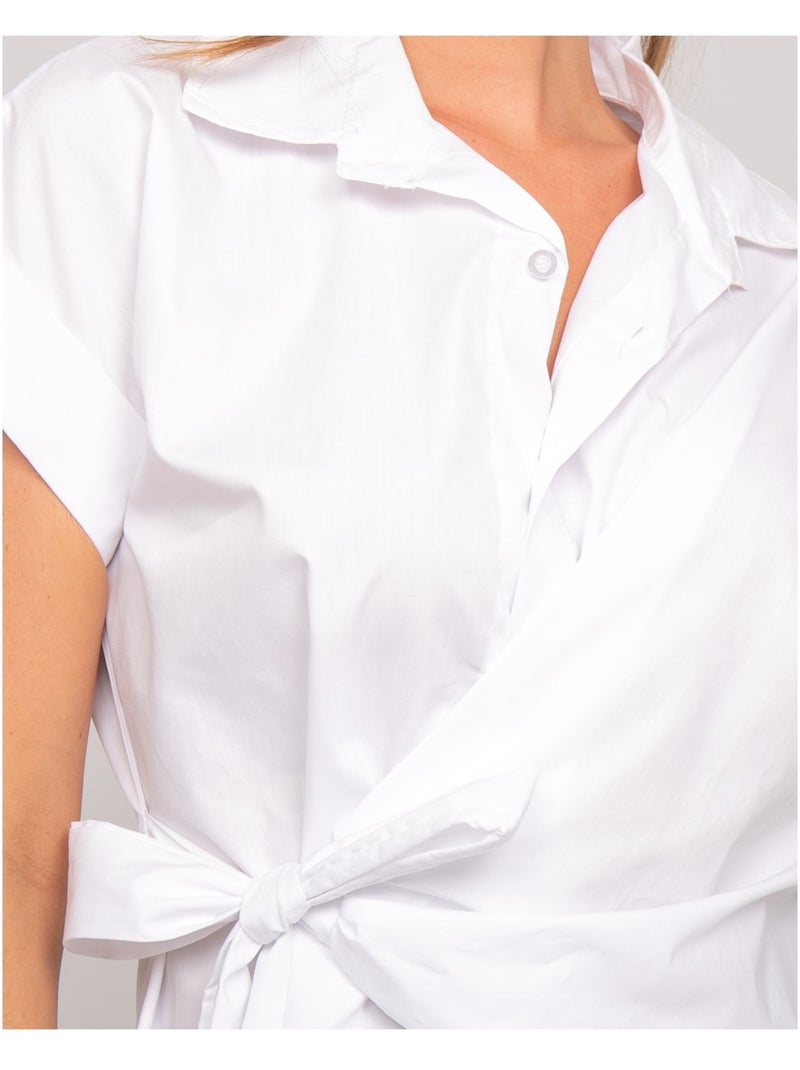 Chemise manches courtes nouée coté omerva Blanc - Kiabi