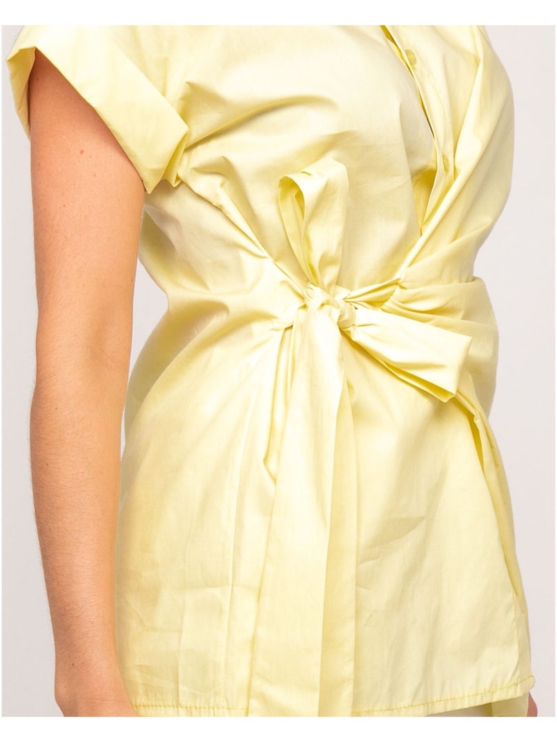 Chemise manches courtes nouée coté omerva Jaune - Kiabi