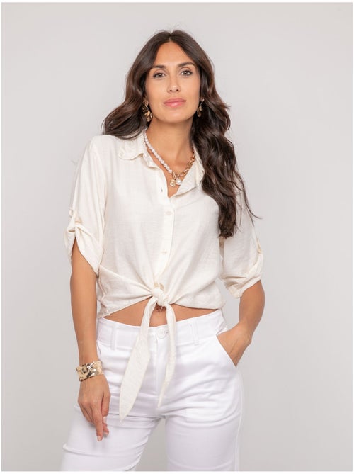 Chemise manches courtes nouée ovelie - Kiabi