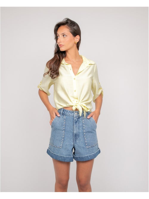 Chemise manches courtes nouée ovelie - Kiabi