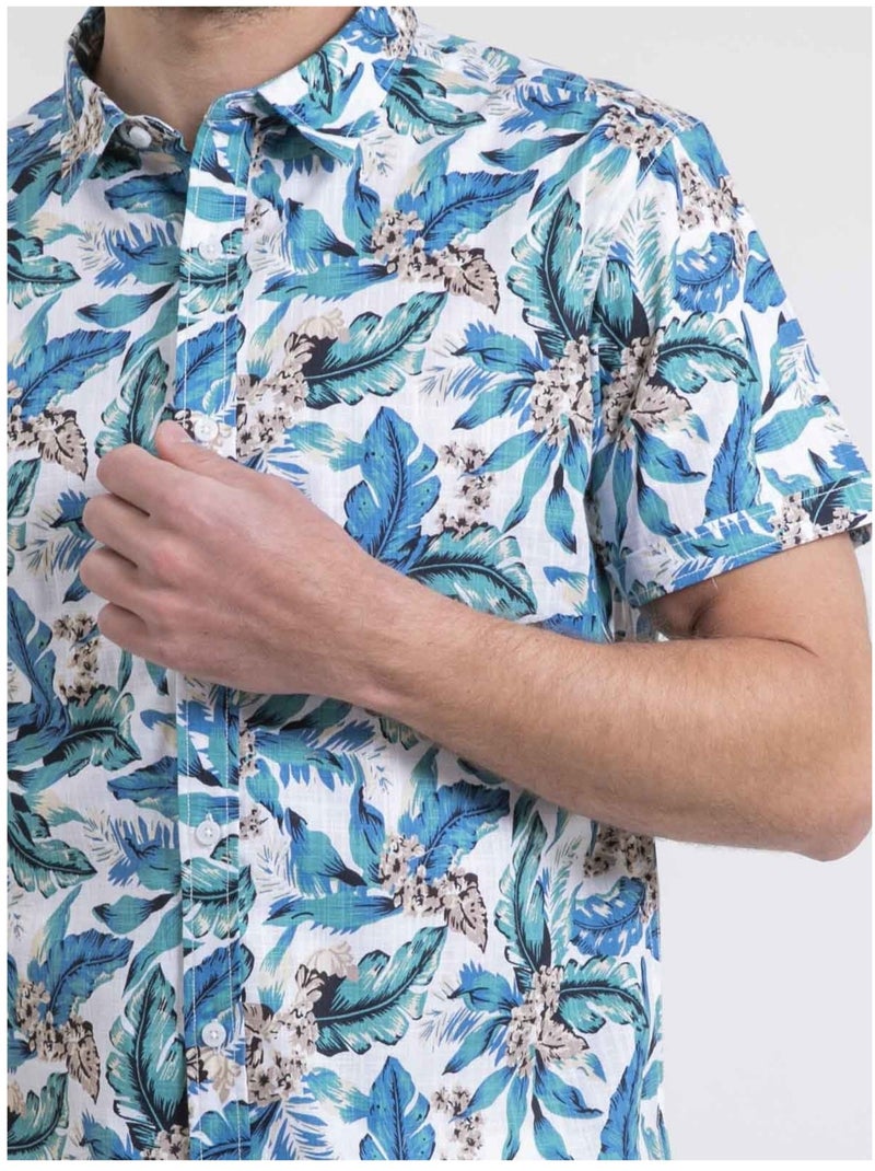 Chemise manches courtes pur coton diridic Blanc - Kiabi