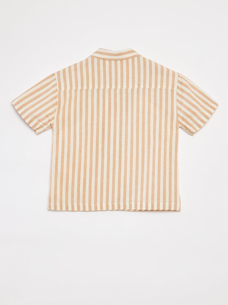 Chemise manches courtes rayée BEIGE - Kiabi