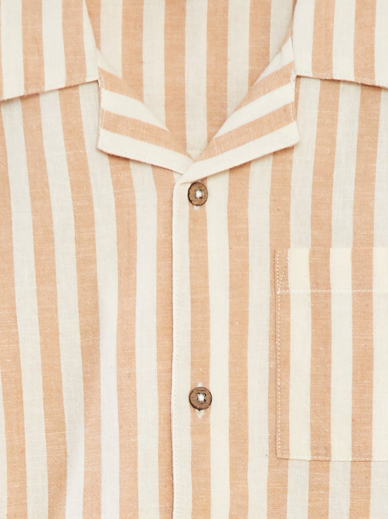 Chemise manches courtes rayée BEIGE - Kiabi