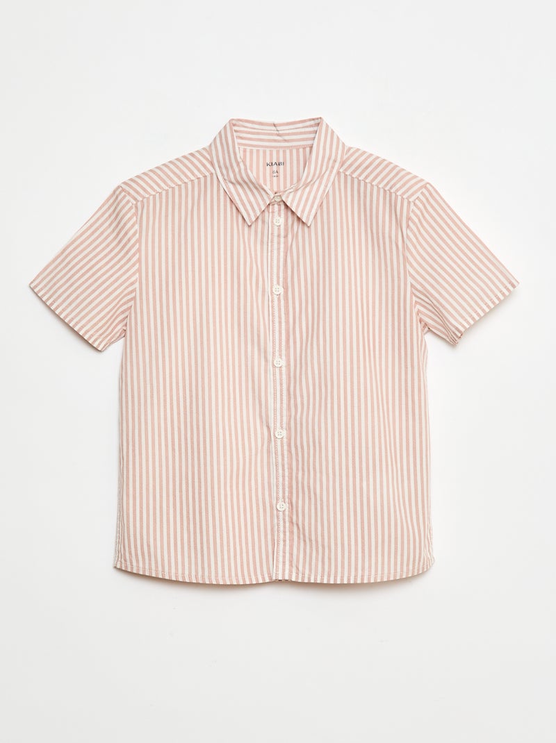 Chemise manches courtes rayée Marron - Kiabi