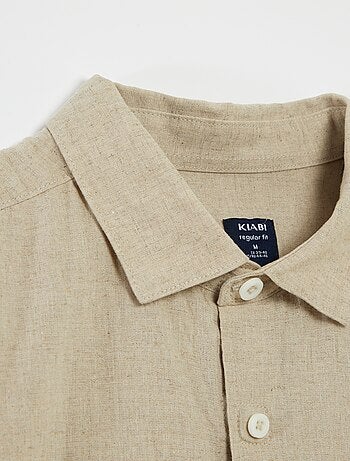 Chemise manches courtes unie en lin mélangé - collection facile à enfiler