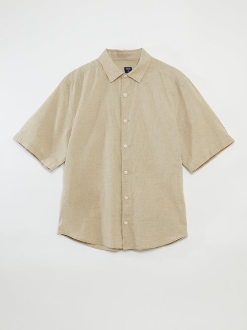 Chemise manches courtes unie en lin mélangé - collection facile à enfiler - Kiabi