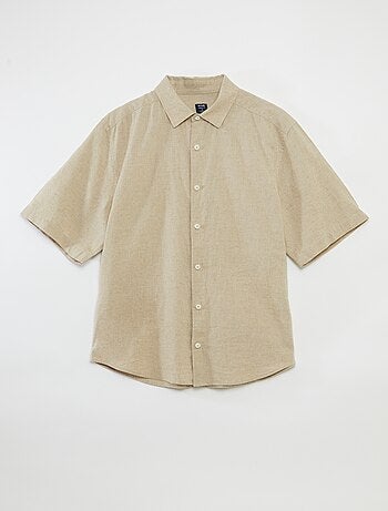 Chemise manches courtes unie en lin mélangé - So Easy