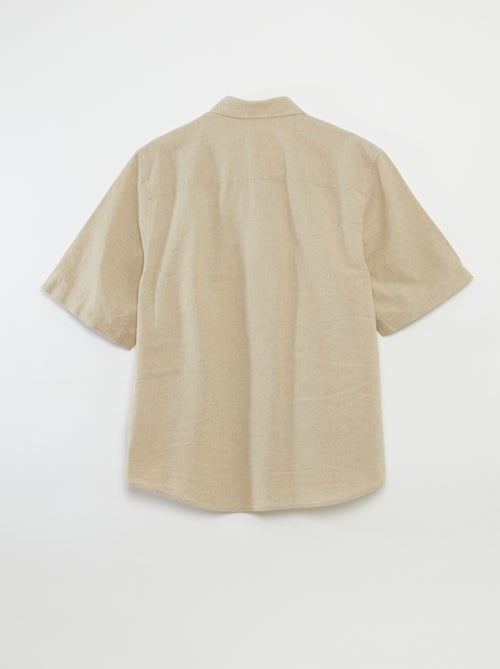 Chemise manches courtes unie en lin mélangé - So Easy - Kiabi