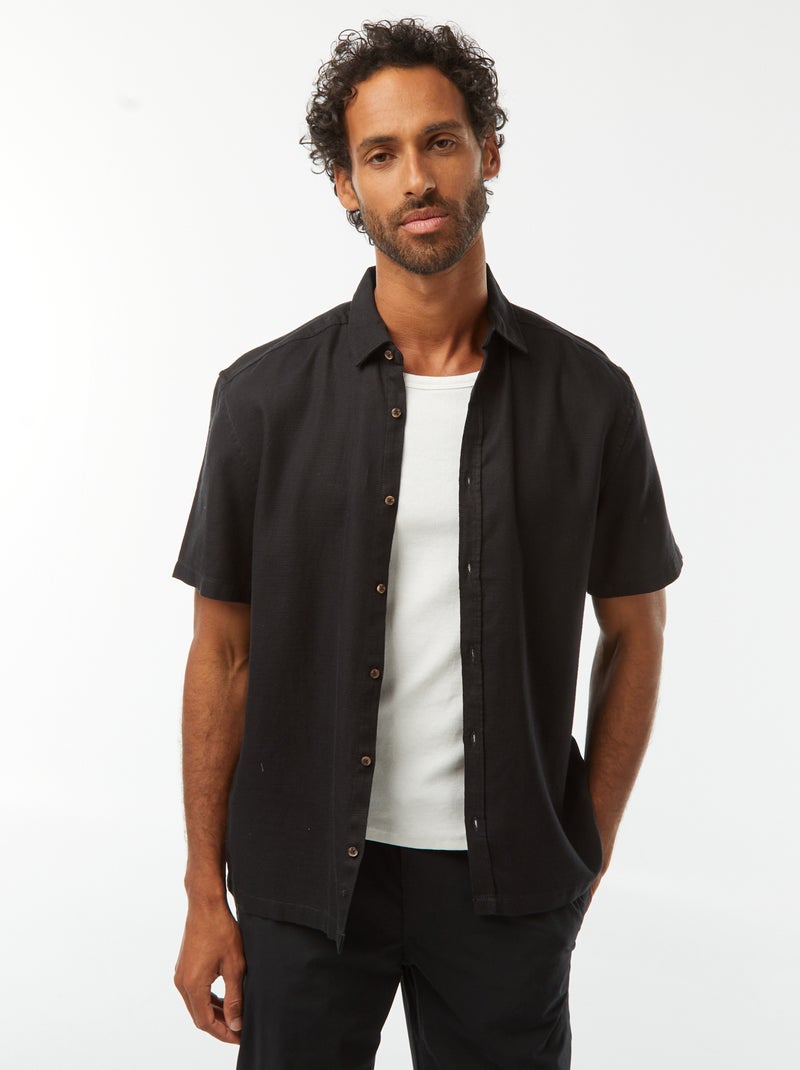Chemise manches courtes unies noir - Kiabi