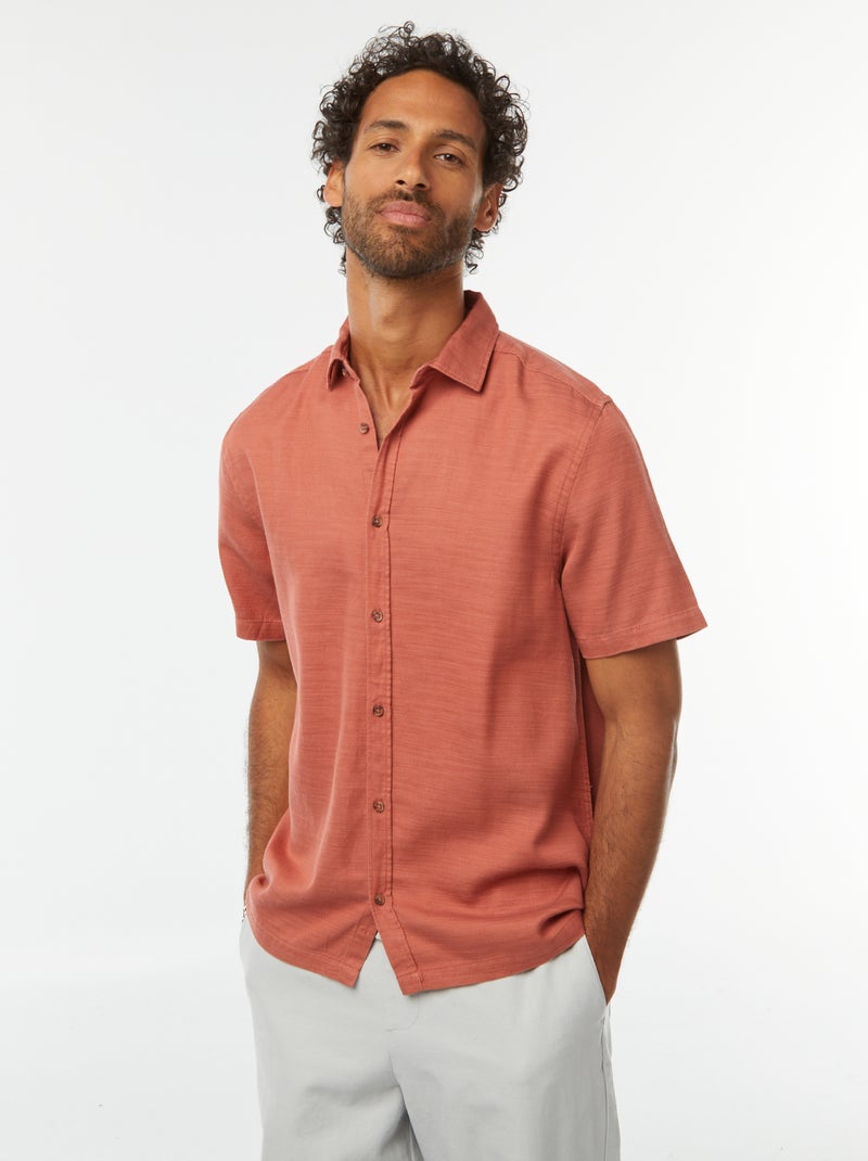 Chemise manches courtes unies Rouge - Kiabi