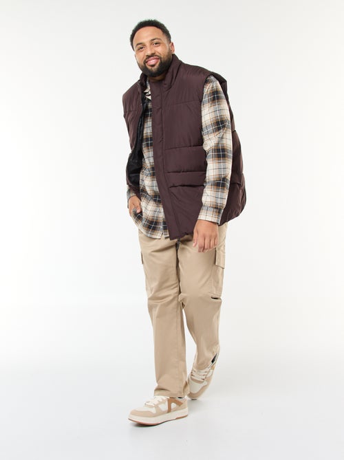 Chemise manches longues à motif à carreaux - Kiabi