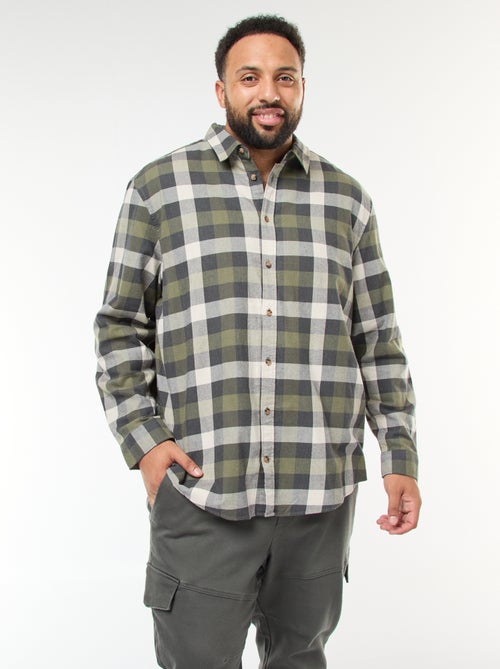 Chemise manches longues à motif à carreaux - Kiabi