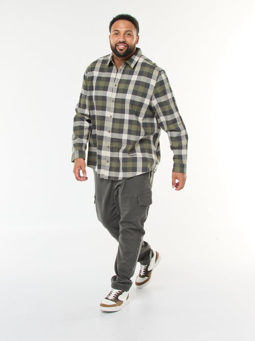 Chemise manches longues à motif à carreaux - Kiabi