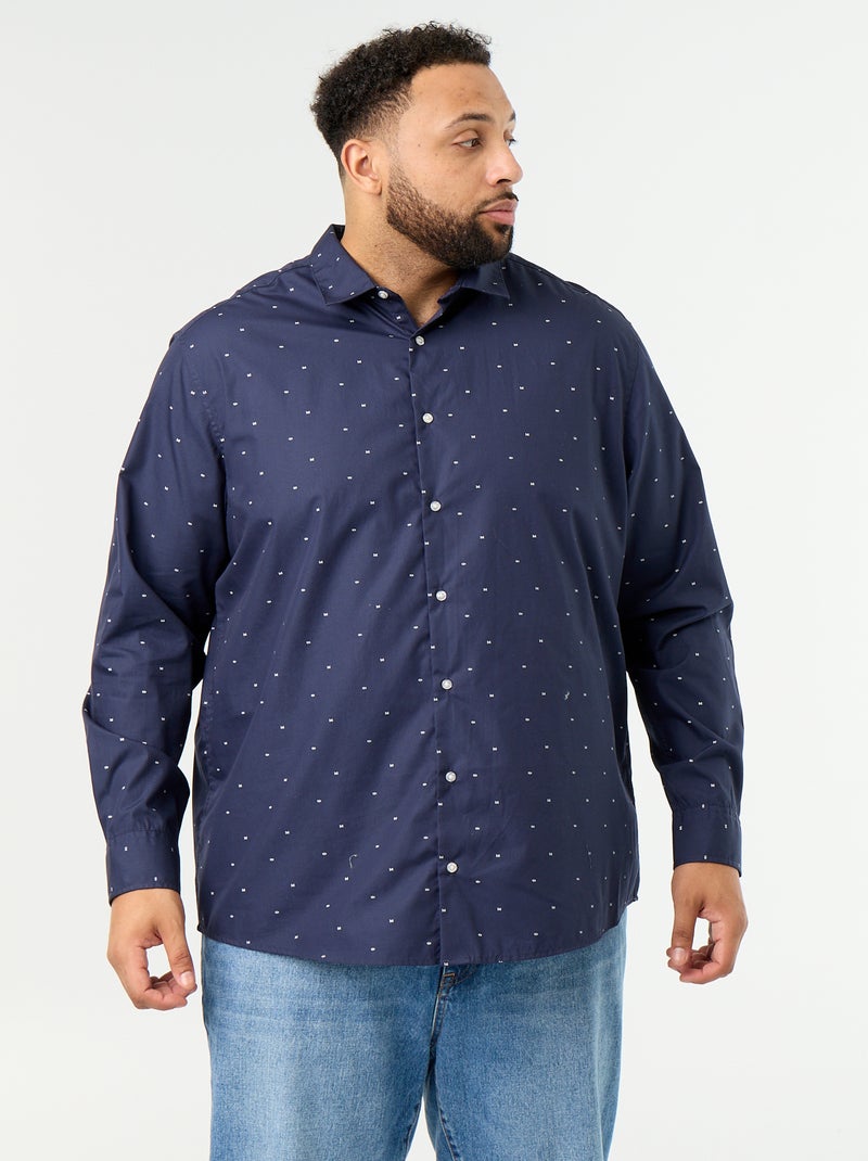 Chemise manches longues à motif Bleu - Kiabi