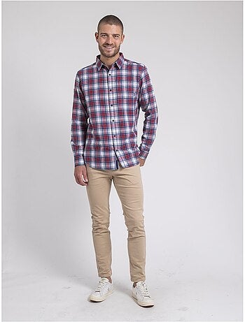 Chemise manches longues carreaux pur coton flanelle tadonol