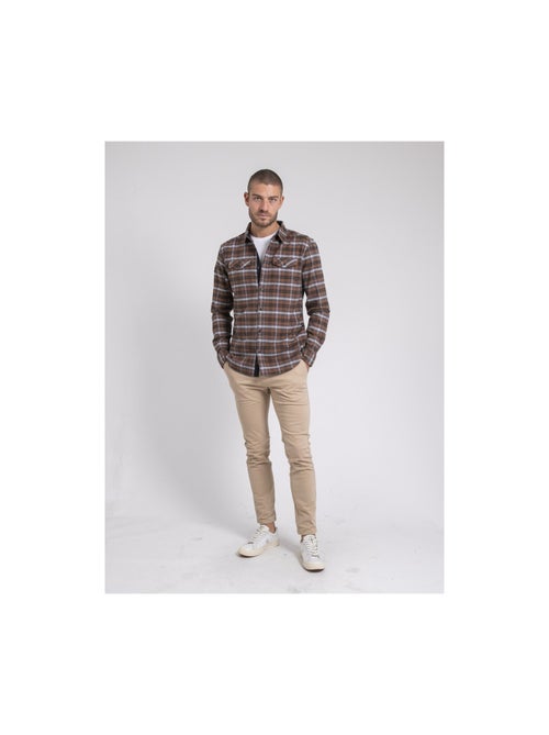 Chemise manches longues carreaux pur coton flanelle toltivio - Kiabi
