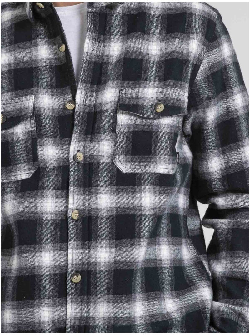 Chemise manches longues carreaux pur coton tariparc Noir - Kiabi