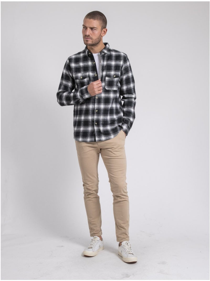 Chemise manches longues carreaux pur coton tariparc Noir - Kiabi