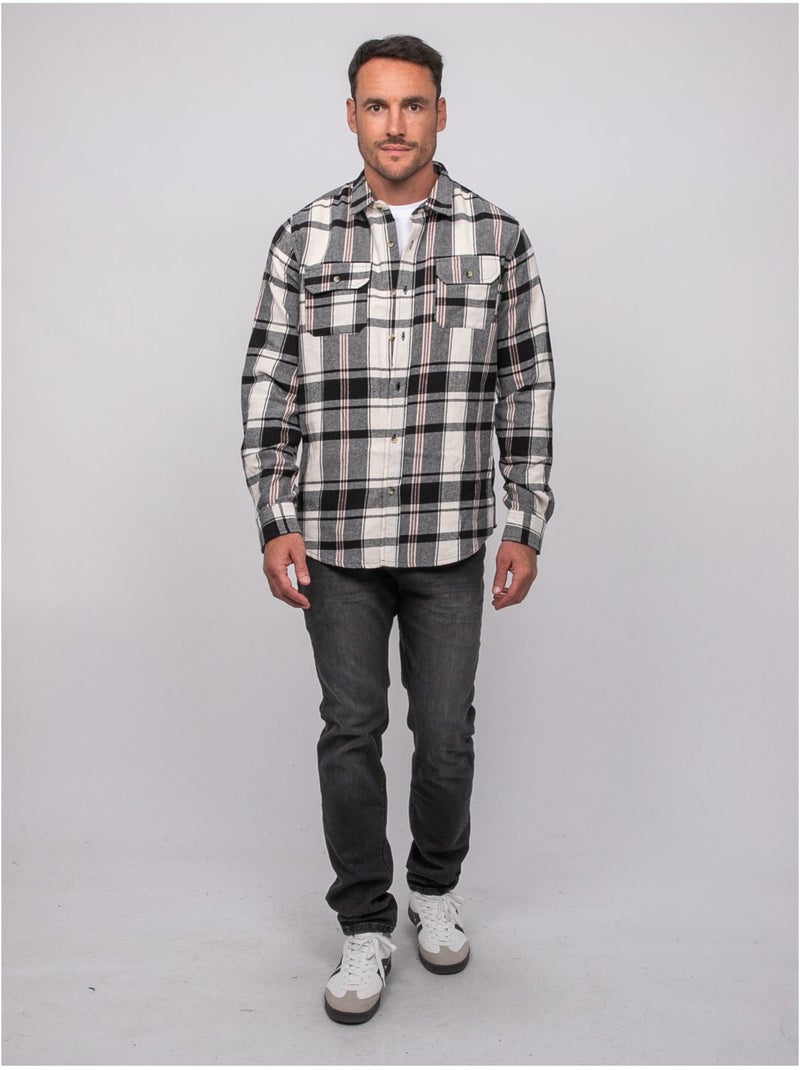 Chemise manches longues carreaux toxfeat Ecru - Kiabi