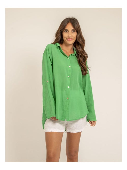 Chemise manches longues coton orine - Kiabi