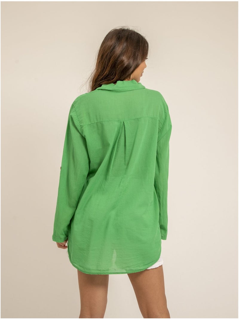 Chemise manches longues coton orine Vert - Kiabi