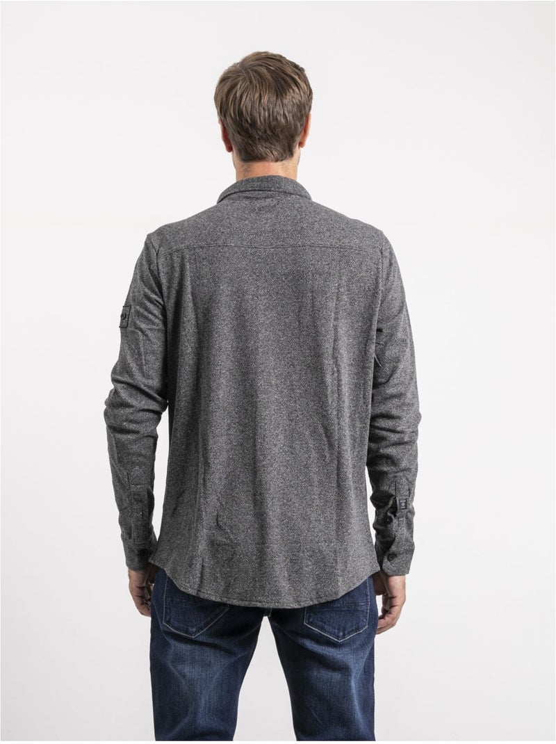 Chemise manches longues coton talruck gris anthracite - Kiabi