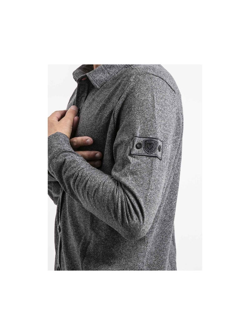 Chemise manches longues coton talruck gris anthracite - Kiabi